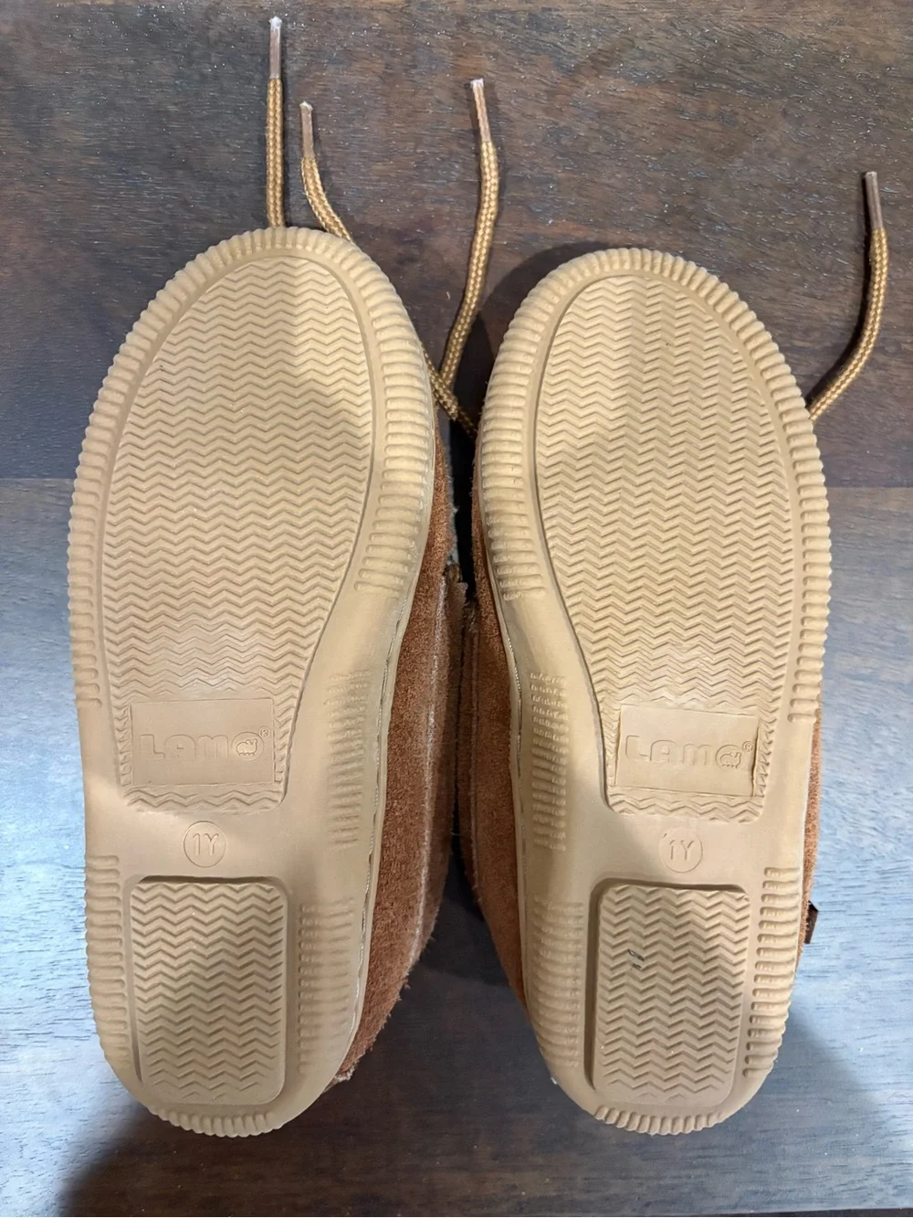 Lamo Kids Brown Faux-Suede One-Piece Slippers with Cream Lining